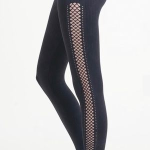 Soft black leggings w/side mesh | made in USA